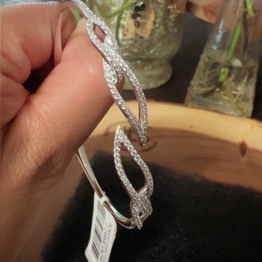 ELIOT DANORI Silver Bracelet with white Rhinestone Crystal Accents.